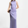 Maxikleid aus Satin mit Raffungen