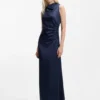 Maxikleid aus Satin mit Raffungen