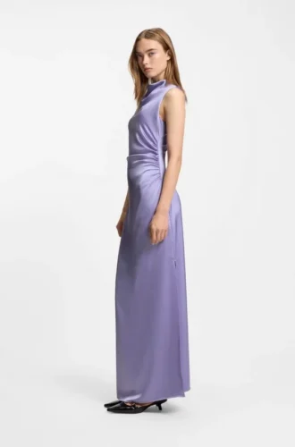 Maxikleid aus Satin mit Raffungen