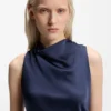 Maxikleid aus Satin mit Raffungen