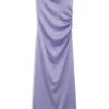 Maxikleid aus Satin mit Raffungen