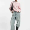 Meerblaue, locker sitzende Jeans aus festem Denim