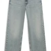 Meerblaue, locker sitzende Jeans aus festem Denim