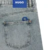 Meerblaue, locker sitzende Jeans aus festem Denim