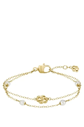 Mehrreihiges goldfarbenes Armband mit Double-B-Monogramm