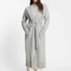Melange-Kaschmir-Strickjacke mit Gürtel