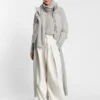 Melange-Kaschmir-Strickjacke mit Gürtel