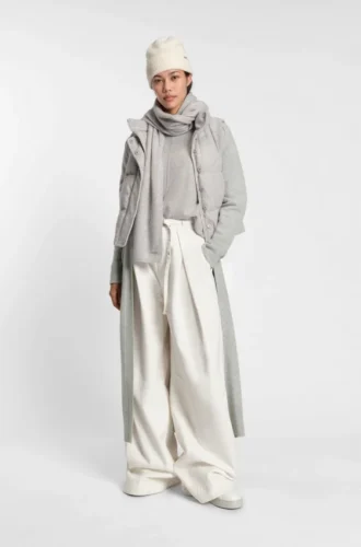 Melange-Kaschmir-Strickjacke mit Gürtel