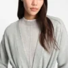 Melange-Kaschmir-Strickjacke mit Gürtel
