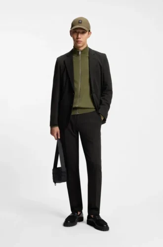 Melierte Hose in Modern-Fit aus einer Baumwollmischung