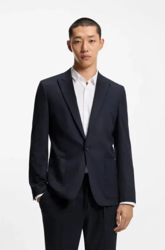 Melierte Jacke in extra-schmaler Passform aus Stretch-Flanell