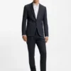 Melierte Jacke in extra-schmaler Passform aus Stretch-Flanell