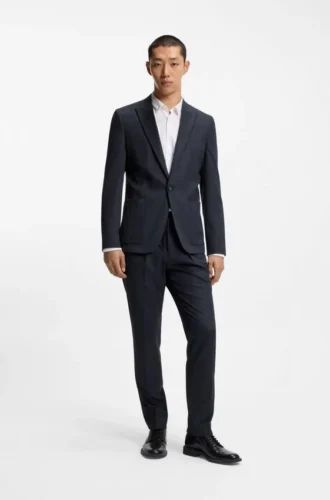 Melierte Jacke in extra-schmaler Passform aus Stretch-Flanell