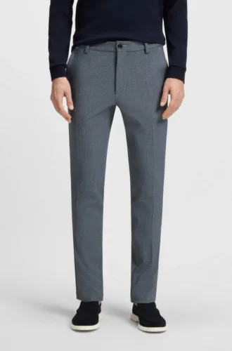 Melierte Slim-Fit-Hose aus Stretch-Dobby