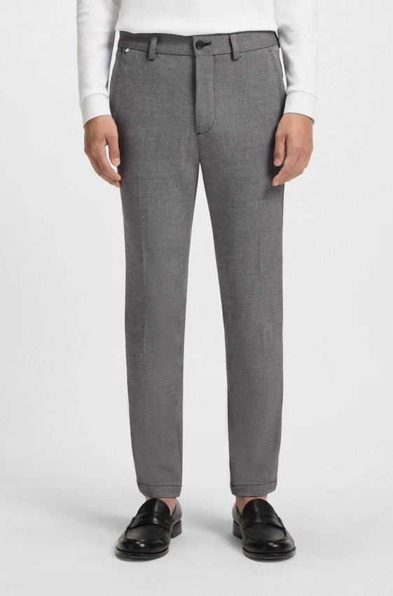 Melierte Slim-Fit-Hose aus Stretch-Dobby Melierte Slim-Fit-Hose aus Stretch-Dobby