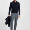 Melierte Slim-Fit-Hose aus Stretch-Dobby