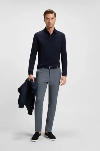 Melierte Slim-Fit-Hose aus Stretch-Dobby