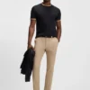 Melierte Slim-Fit-Hose aus Stretch-Dobby