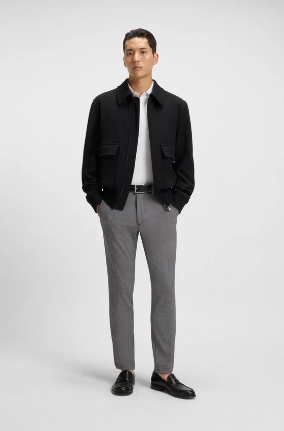 Melierte Slim-Fit-Hose aus Stretch-Dobby Melierte Slim-Fit-Hose aus Stretch-Dobby