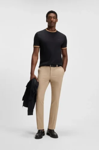 Melierte Slim-Fit-Hose aus Stretch-Dobby