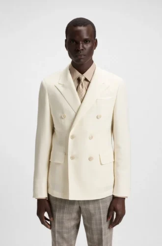 Melierte Slim-Fit-Jacke aus Baumwolle und Kaschmir