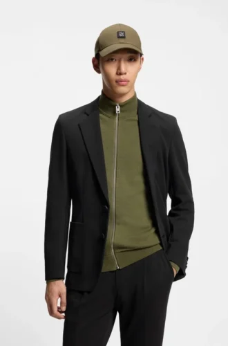 Melierte Slim-Fit-Jacke aus Baumwollmischung