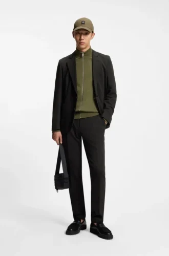 Melierte Slim-Fit-Jacke aus Baumwollmischung