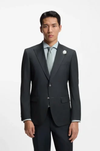 Melierte Slim-Fit-Jacke aus Wollmischung