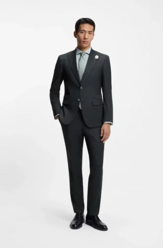 Melierte Slim-Fit-Jacke aus Wollmischung