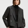 Melierter Flanellblazer in verkürzter Länge