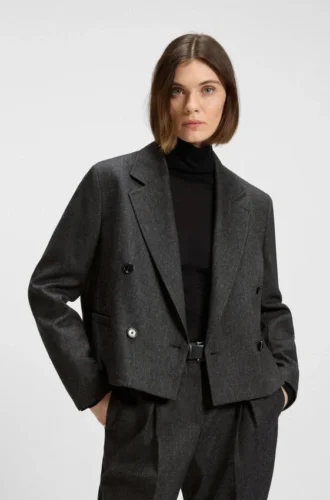 Melierter Flanellblazer in verkürzter Länge