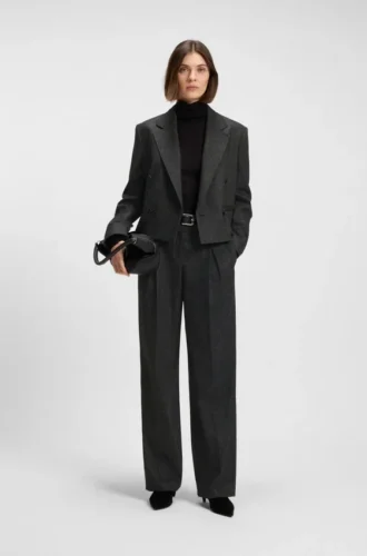 Melierter Flanellblazer in verkürzter Länge
