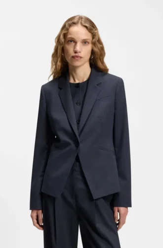 Melierter Slim-Fit-Blazer aus Schurwolle