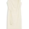 Midi-Kleid mit gerafftem Schulterbereich