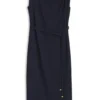 Midi-Kleid mit gerafftem Schulterbereich