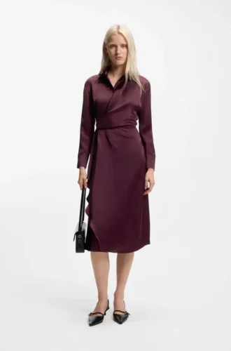 Midikleid mit Drapierungsdetails aus Satin