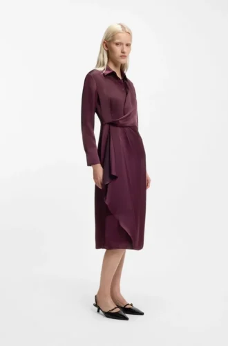 Midikleid mit Drapierungsdetails aus Satin