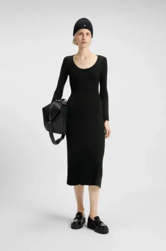 Midikleid mit unregelmäßiger Rippstruktur