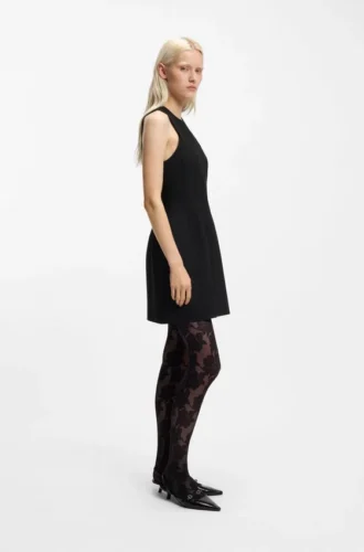 Minikleid mit Schlüssellochausschnitt aus Stretch-Twill
