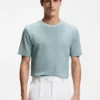 Mouline-T-Shirt aus Baumwolle, Leinen und Seide
