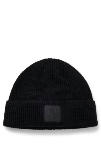 Mütze mit Logo-Etikett aus Wollmischung