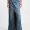 Nadelstreifen-Jeans-Rock mit Schlitz vorne