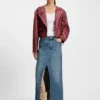 Nadelstreifen-Jeans-Rock mit Schlitz vorne