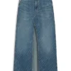 Nadelstreifen-Jeans-Rock mit Schlitz vorne