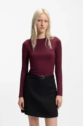 Oberteil aus Stretch-Jersey mit gestapeltem Logo-Print
