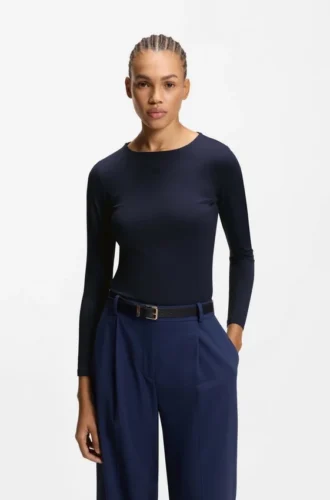 Oberteil aus Stretch-Jersey mit gestapeltem Logo-Print