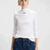 Oberteil mit blauem Logo aus Stretch-Baumwolle Oberteil mit blauem Logo aus Stretch-Baumwolle