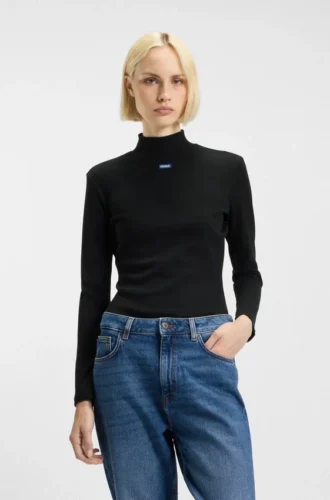 Oberteil mit blauem Logo aus Stretch-Baumwolle