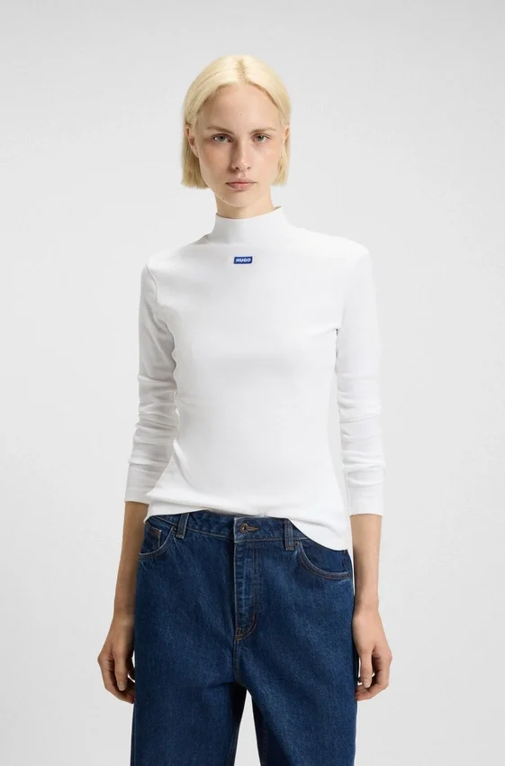 Oberteil mit blauem Logo aus Stretch-Baumwolle Oberteil mit blauem Logo aus Stretch-Baumwolle