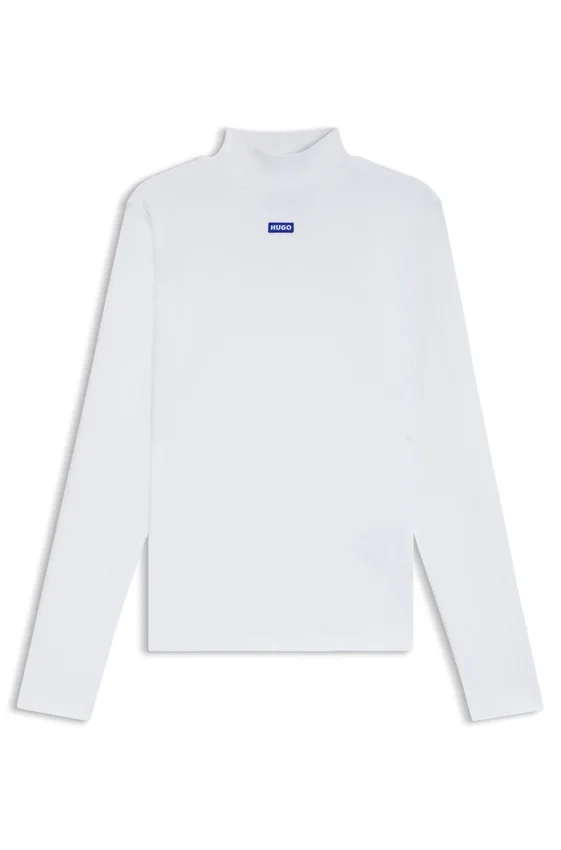Oberteil mit blauem Logo aus Stretch-Baumwolle Oberteil mit blauem Logo aus Stretch-Baumwolle